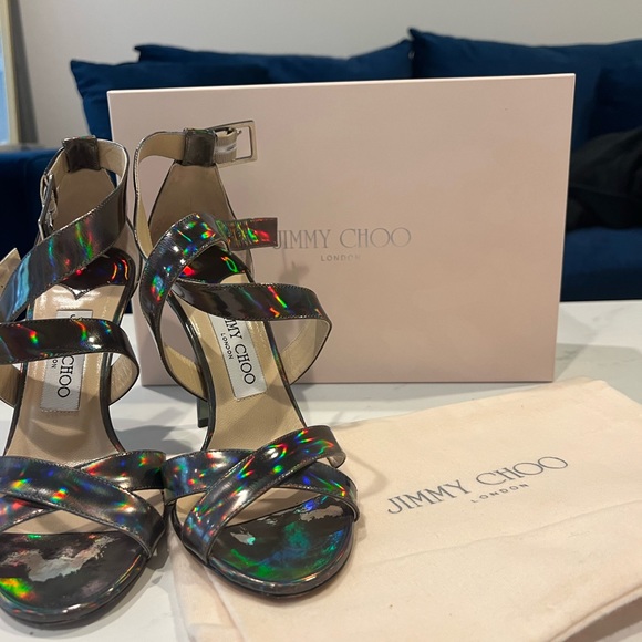 Jimmy Choo Lottie Patent Leather Disco Hologram Heels - Picture 2 of 6